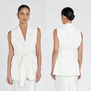 DISSH Sloan White Sleeveless Linen Blend Vest US 4‎ AU 8 NWT